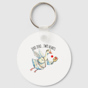 Cute pickleball goose valentine's day key ring