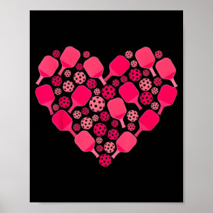 Cute pickleball heart valentine's day pickleball poster