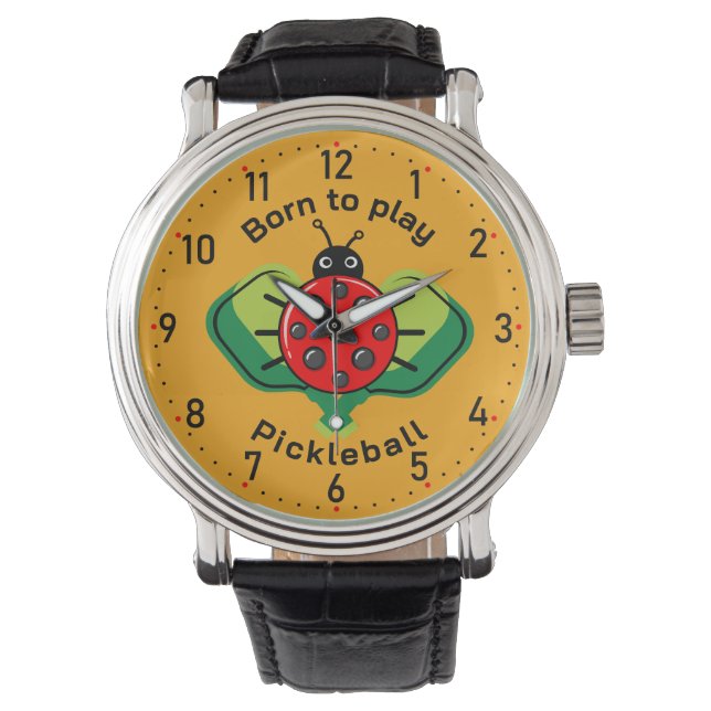 🐞Cute pickleball ladybug orange Watch (Front)