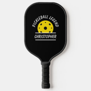 Cute Pickleball Legend Name Ball Black Yellow Fun Pickleball Paddle