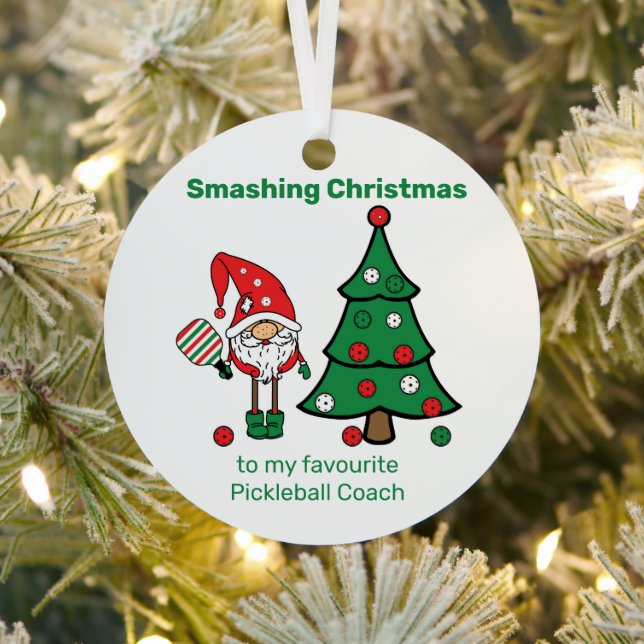 Cute Pickleball Merry Christmas metal Ornament (Insitu)