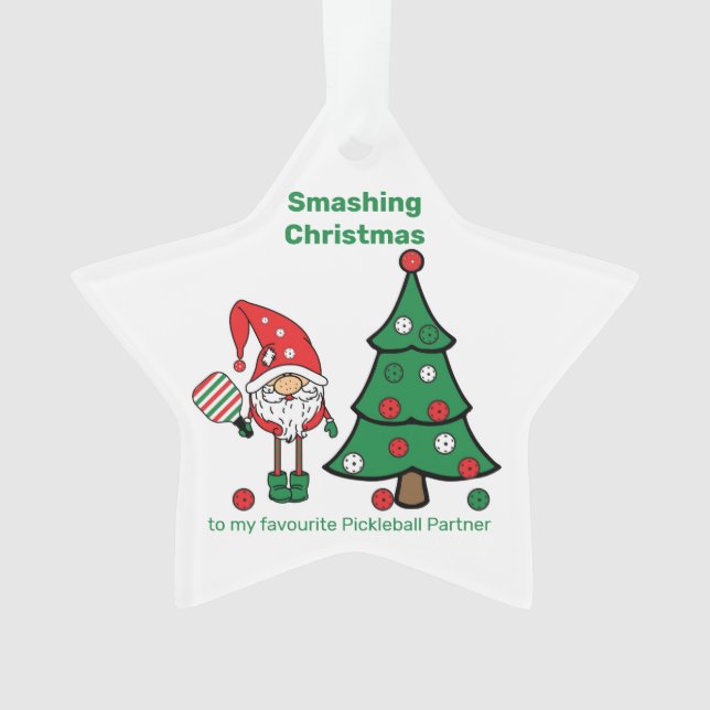 Cute Pickleball Merry Christmas  Ornament (Front)