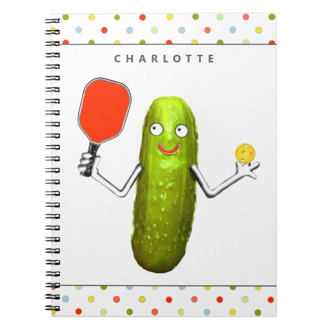 Cute Pickleball Player Notebook (Front)