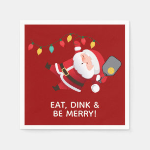 Cute Pickleball Santa Red Christmas Party Napkin