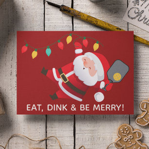 Cute Pickleball Santa Red Christmas Photo Holiday Card