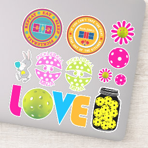 Cute pickleball sticker sheet 003, large