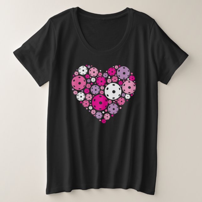 Cute Pickleball 💘 Valentine's  Plus Size T-Shirt (Design Front)