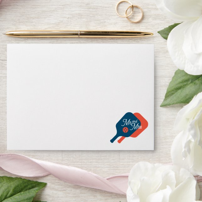 Cute pickleball wedding envelopes with liner logo (Wedding)