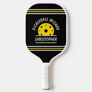 Cute Pickleball Wizard Name Ball Black Yellow Pro  Paddle