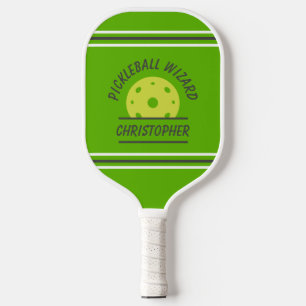 Cute Pickleball Wizard Name Ball Green Grey Sports Paddle