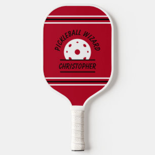 Cute Pickleball Wizard Name Ball Red Black Sports Paddle
