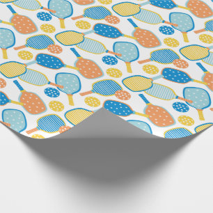 Cute Pickles playing Pickleball on white Wrapping Paper