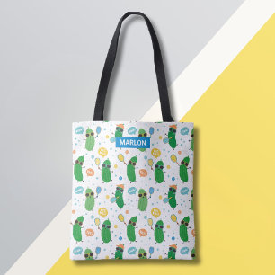 Cute Pickles playing Pickleball Tote Bag