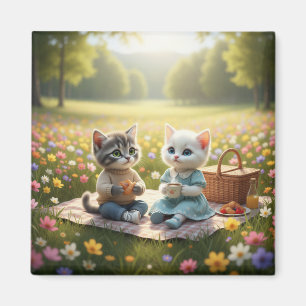 Cute Picnic Cat Magnet   Tom & Luna Spring Picnic 
