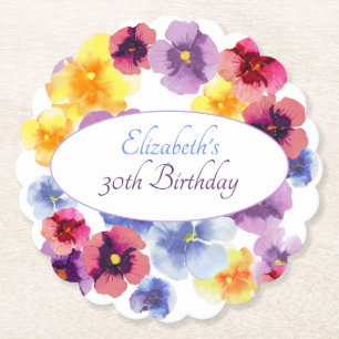 Cute Picnic Garden Party Colourful Floral Birthday Paper Coaster