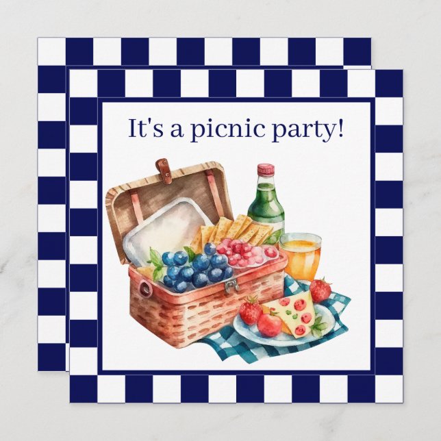 Cute picnic party lovers  invitation (Front/Back)