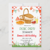 Cute picnic party theme invitation