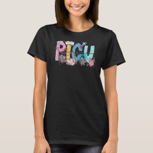 Cute PICU Nurse Leopard Alphabet Hand Drawn Illust T-Shirt