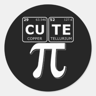 Cute Pie Pi Day 3.14 Cutie Math Periodic Table Mat Classic Round Sticker