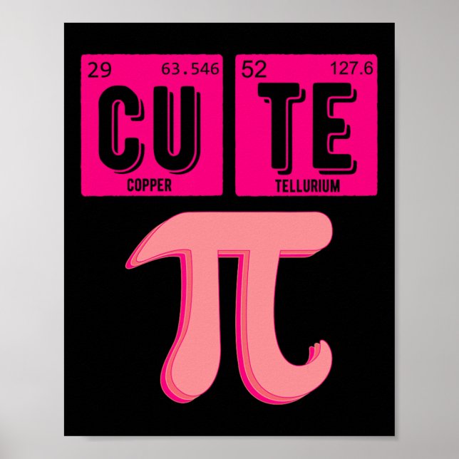 Cute Pie Pi Day Cutie Math Periodic Table Pink Mat Poster (Front)