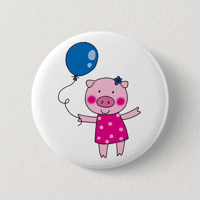 Cute pig 6 cm round badge (Front)