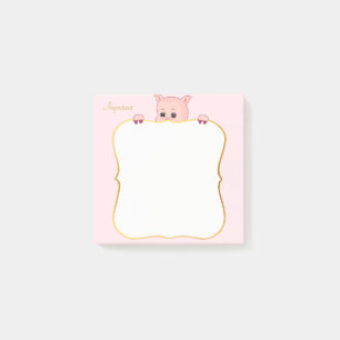 Cute Pig and Personalised Text Post-it Notes