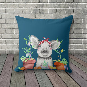 Cute Pig and Potted Plants Cushion