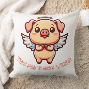 Cute Pig Angel Wings Cartoon Halo Cushion