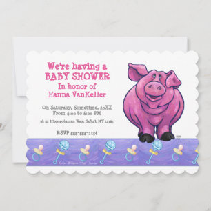 Cute Pig Baby Shower Invitation