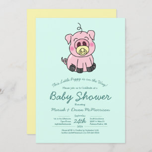 Cute Pig Baby Shower Kawaii Invitation