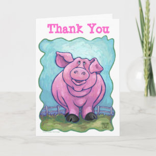 Cute Pig Birthay Party Thank You Card