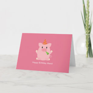 Cute Pig Birthday Thank You Card