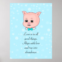 Cute Pig Cartoon & Abundance Quote