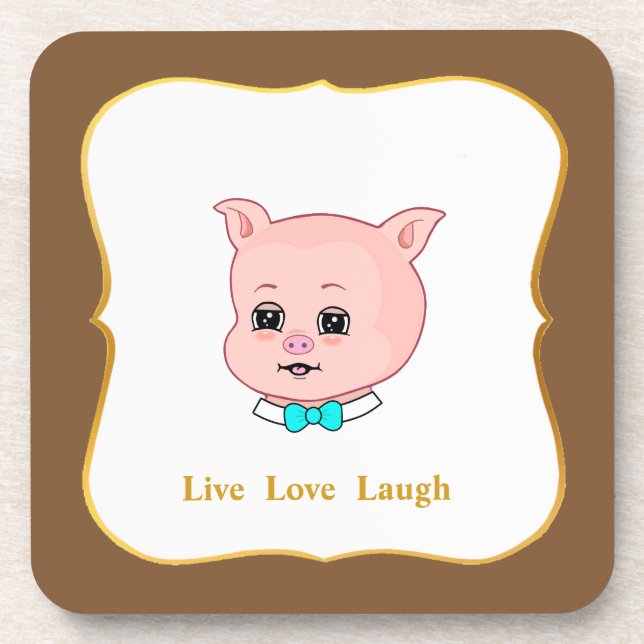 Cute Pig Cartoon Coaster (Front)