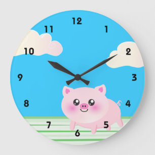 Cute pig cartoon large clock