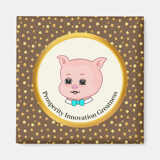 Cute Pig Cartoon Magnet (Front)