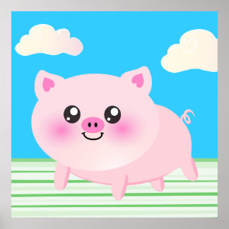Cute pig cartoon poster
