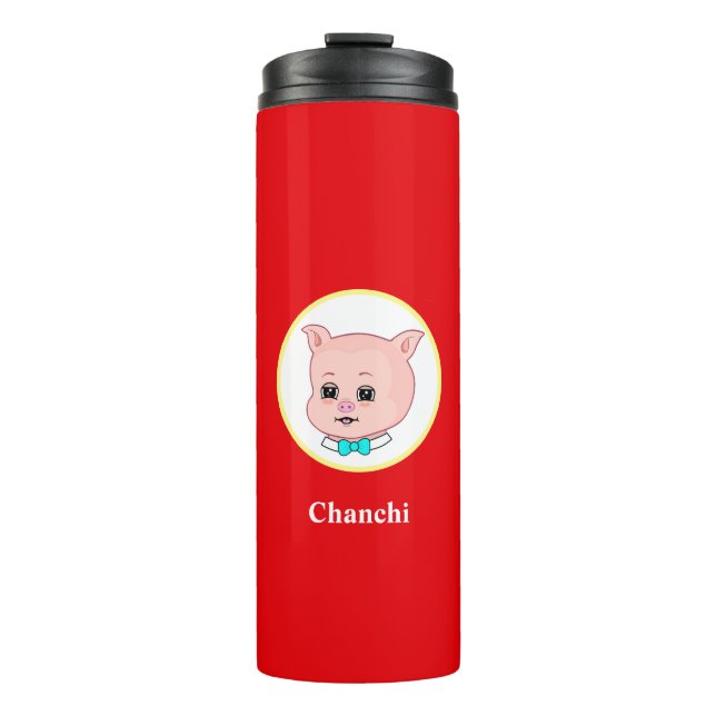 Cute Pig Cartoon Thermal Tumbler (Front)