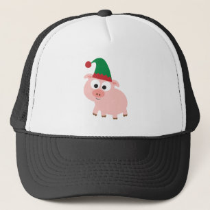 Cute Pig Christmas Elf Trucker Hat
