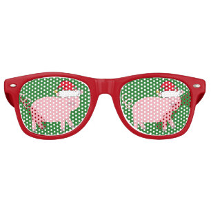 Cute Pig Christmas Retro Sunglasses
