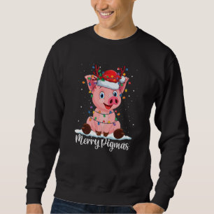 Cute Pig Christmas Tree Lights Santa Merry Pigmas Sweatshirt