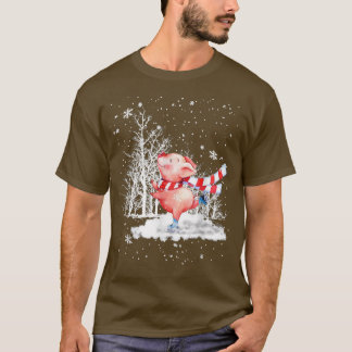 Cute Pig Christmas Tree On Snow Merry Pigmas Pajam T-Shirt
