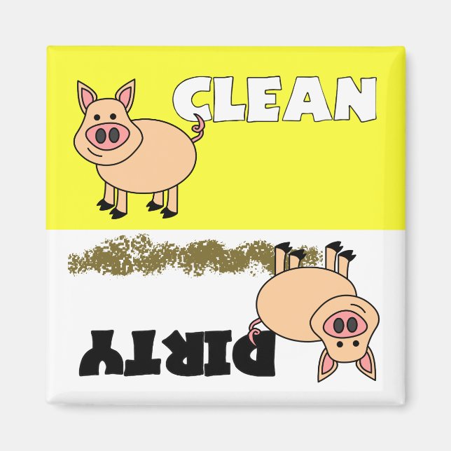 Cute Pig Clean / Dirty Dishwasher Magnet (Front)