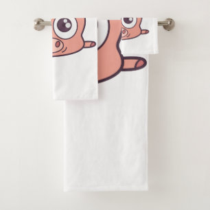 Cute pig clipart bath towel set