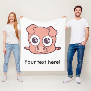 Cute pig clipart fleece blanket