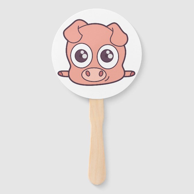 Cute pig clipart hand fan (Front)