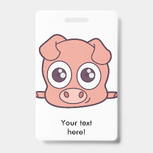 Cute pig clipart ID badge