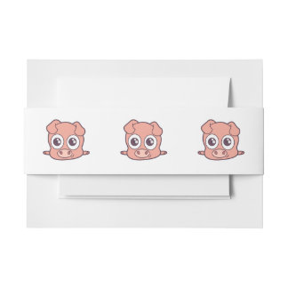 Cute pig clipart invitation belly band