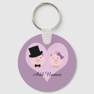 Cute Pig Couple Key Ring
