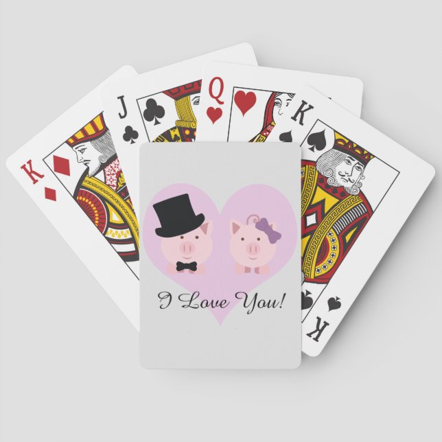 Cute Pig Couple Playing Cards (Back)